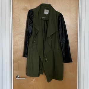 Zara Coat with Faux Leather Sleeves